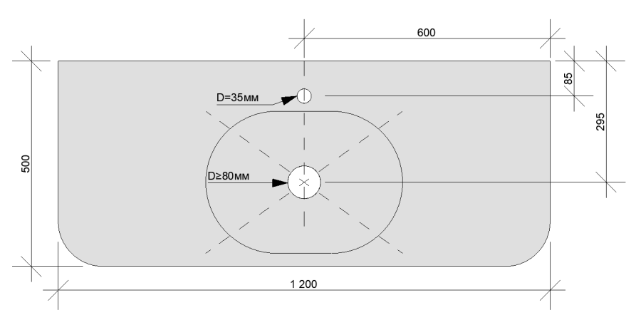 Тумба подвесная со столешницей VENTO 1200